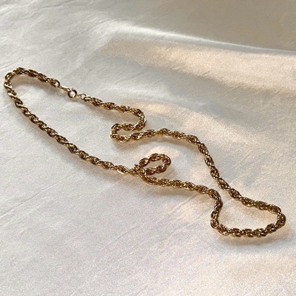 Vintage Gold Tone Rope Chain 24” Thick 3MM Necklace - Picture 5 of 12